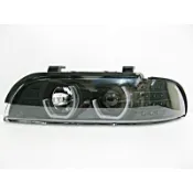 K.A.M. 寶馬 BMW E39 改類F10 LED 導光 U型光圈 LED方向燈 黑底大燈組