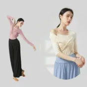 喜挖2店 【喜挖】瑜伽形體現代練功上衣女舞衣服裝成人長袖套裝古典舞蹈服秋冬