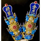 🔥獨一無二 純銀 景泰藍 時尚三層旋轉水晶 施華洛水晶 光療上色(商品描述有標價錢）金花 頭花 金虎爺 虎爺 頸圈