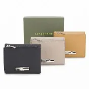 【LONGCHAMP】Roseau 竹節飾粒面牛皮三折短夾-多色可選(皮夾 錢包 法國精品)