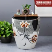 新款🔥加高陶瓷大缸 古法養魚缸 客廳陽台金魚缸 陶罐 循環流水造景老式水缸 盆栽
