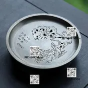 顏吉利精工雕刻圓形錫茶盤託盤紫砂壺四方形茶船工夫茶具蓄水錫盤