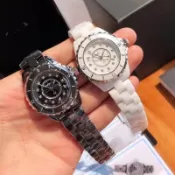 💥臺灣出貨💥小香風手錶J12系列白色陶瓷手女士石英錶防水蝴蝶扣情侶手錶男表