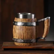 萬聖節水杯 新品大容量木桶啤酒杯 造型啤酒杯 個性德國水杯創意不銹鋼酒杯KTV酒吧杯
