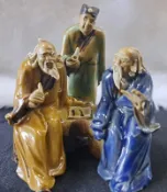 二手鋪 NO.8757 早期陶藝品 石灣陶 老者雕件 雕像收藏擺件