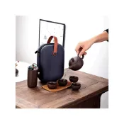 (店+)旅行茶具套裝 一壺四杯便攜泡茶組 紫砂功夫茶具 收納包茶壺組 戶外辦公品茗茶杯組 開業活動送禮