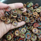 【臺灣發貨】純天然木頭扣碗扣手工衝線淺中咖色鈕釦NYA