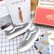 帝安諾 實體店面-VANS Old Skool PLAT 厚底 灰 麂皮 Vans 元祖灰 增高 大象灰 經典
