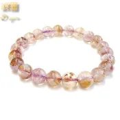 頂園翡翠《20克8.8mm天然仙女紫鈦虎牙太陽花金字塔超優高等級紫鈦晶骨幹水晶手串手珠》