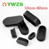 10mm-60mm 黑色消隱端蓋橢圓形塑料 PVC 空心蓋家具桌椅腿管孔塞外部橡膠蓋內部腳墊支架保護器