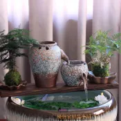 流水陶罐 花盆 生態缸古法養魚循環水流水陶罐魚缸造景裝飾擺件魚池高低罐過濾器