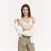 【GIORDANO 佐丹奴】女裝可調細肩帶無縫內衣(01 米色)