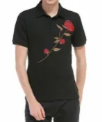 FINDSENSE服飾 FINDSENSE MD 時尚 男 歐美 玫瑰花印花 翻領 POLO衫 大碼 休閒 打底短T 短袖T恤 特色短T