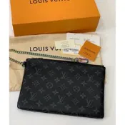 LV 路易威登 Fragment Design 黑老花 藤原浩 七彩鏈條 iPad 手拿包 皮包 腋下包 錢包 手提包