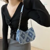 『台灣出貨』韓系復古側背包 包包女 側背包女 肩背包 腋下包女生 單肩包 斜背包 小眾棋盤格時尚餃子包 休閒毛邊布包