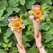🎉畢業季禮物首選+今天買明天到🎉手工毛線向日葵畢業花束 甜筒冰淇淋造型 男孩女孩送小朋友 向日葵花束 甜筒花束 冰淇淋花