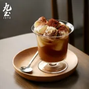 九土簡約高腳玻璃杯創意高腳玻璃杯冰淇淋玻璃杯家用甜點杯咖啡奶昔杯奶酪玻璃杯豎紋玻璃杯紅酒杯布丁杯調酒杯CUPR0550