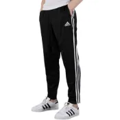 adidas 愛迪達 三條線束口運動褲 黑色男款｜足球風設計 拉鍊口袋 Climacool 窄管修身款 CZ5560