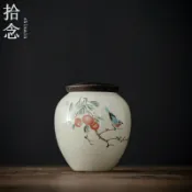 全球選品1館 生活百貨 拾念草木灰陶瓷茶葉罐小號儲物罐密封罐普洱茶小茶倉隨身可攜式茶罐