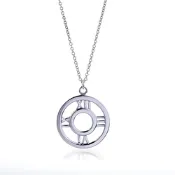 (近新品) Tiffany&Co. 蒂芙尼 Atlas系列 圓形鏤空羅馬數字925純銀項鍊