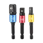 (店+)六角轉四分頭 6.35mm 電鑽 彩色帶珠接桿 多功能套筒連接桿 AD接桿 套筒連接桿 R槽帶鋼珠 三件組 接桿