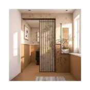 (店+)隔斷門吊軌門古風山水畫茶室移門宋代美學屏風無下軌道推拉門定製