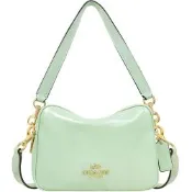 COACH 薄荷綠Mini Carey雙層皮革肩背/斜背相機包