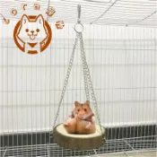 台灣發貨 倉鼠圓木鞦韆倉鼠木質玩具用品鸚鵡跳台吊床搖床攀爬自嗨解悶造景裝飾啊暖倉鼠造窩