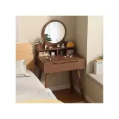(店+)原木風梳粧檯小戶型簡約化妝臺臥室一體化妝桌高級帶抽迷你化妝桌
