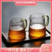 【品質保證】日式高硼矽玻璃公杯帶茶漏 錘紋公道杯加厚玻璃茶海分茶器日式茶具 家用茶具 簡約茶具 紫砂茶具