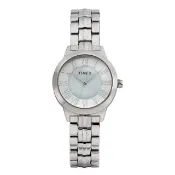 【TIMEX】天美時 Main Street 30 毫米 優雅風格 銀色鍊帶女錶 TXTW2Y38400