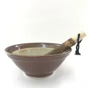 有發票/東昇瓷器餐具=日本進口9寸磨缽(可磨山藥.芝麻.擂茶.磨粉磨泥)---附木棒