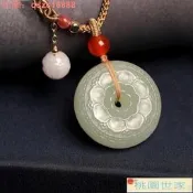 【可開發票】玉珮天然和田青玉平安扣吊墜天然玉石蓮花玉佩男女晴水玉牌項鏈玉墜
