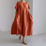 【巴黎精品】現貨+預購 洋裝無袖連身裙大尺碼連衣裙A字裙休閒女裝(亞麻棉麻寬鬆背心裙女裙子3款a1au5 B)