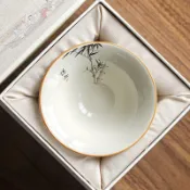 【全店免運 限時下殺】草木灰水墨竹斗笠杯陶瓷家用茶杯主人杯品茗杯功夫茶具茶盞單杯子