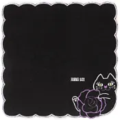 日本 ANNA SUI 純棉手帕巾/ Rose&Cat Black eslite誠品