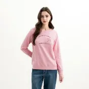 【Arnold Palmer 雨傘】女裝-刺繡標語長袖圓領大學T(粉紅色)