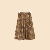 Back to Green-復古拼接長裙 淺咖 變形蟲 fs-09 vintage skirt