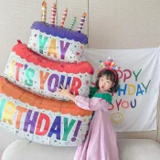 現貨 小雛菊 恐龍 蝴蝶結 小兔子 皇冠 三層大蛋糕 造型氣球 生日蛋糕氣球 生日蛋糕造型氣球 生日佈置 收涎佈置