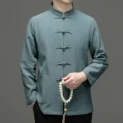 拾光藏寶閣 【復古禪意】唐裝套裝 亞麻男裝 中國風上衣 漢服長袖 棉麻長褲 中式復古風 禪修居士服 寬鬆舒適 透氣親膚 春秋款 文藝穿搭