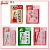 日本正版 三麗鷗 復古懷舊 凱蒂貓kitty 美樂蒂 雙子星 大眼蛙 茉莉兔 文具組附盒 筆記本 原子筆 夾子 文具