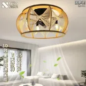 【可開發票】美式風扇燈工業風麻繩餐廳臥室咖啡廳吊扇變頻吸吊一體風扇燈