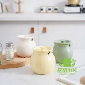 花田小窩 免運/公司貨【調味罐】調味瓶 豬油罐 帶蓋雙耳陶瓷罐 裝豬油耐熱辣椒耐高溫油潑辣子豬油油罐 組合 HTXW66181