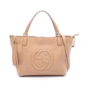 【DOKODEMO】【二手】Gucci GUCCI Soho Interlocking G 2WAY 手提包 369176 粉紅色米色皮革 Soho 兩用托特包 女士二手 B