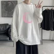 【台灣出貨】M-8XL 長袖T恤 落肩T恤 圓領上衣 特色上衣 寬鬆 男生衣服 長袖 圖案 大碼T恤