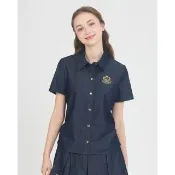 【SCOTTISH HOUSE】牛仔金蔥繡花短袖上衣-深靛藍 CJXA2317