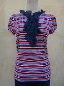 楹 ~ 正品 iROO 橫紋 荷葉領 polo 衫 size: 38