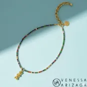 Venessa Arizaga RAINBOW SPARKLE GUMMY 金色小熊項鍊 彩色水晶項鍊 絕版下殺