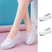 (店+)【J&H collection】真皮透氣工作鞋 懶人鞋 休閒鞋(白色/白色鏤空)