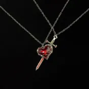 【新鑫客製定制】情人節禮物定制-Vintage古着 Sword of Love项链暗黑血色设计项链男女款白色情人節情侶獨